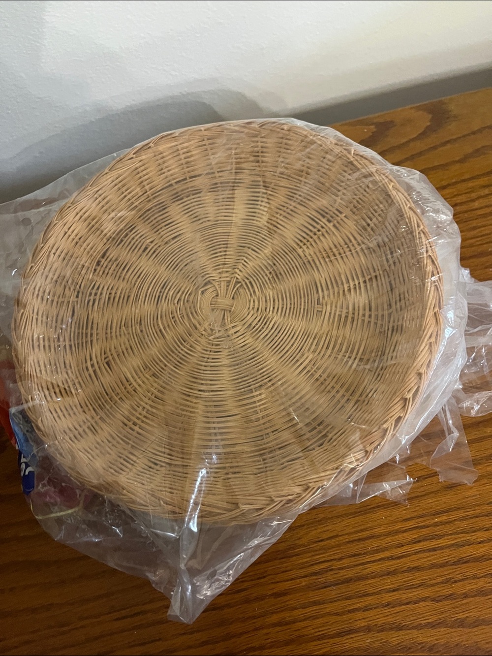 Vintage bamboo paper plate holders Woven Round Serving Basket - Tan